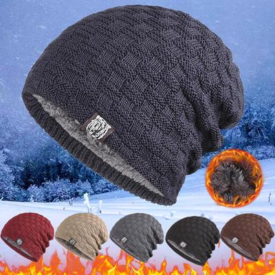Women's Foldable Handmade Ear Warm Wool Cap Slouchy Hat Knitted Hat Windproof Cold Sweat Hat Hats with Ear for Men