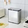 Stainless Steel Trash Bin Sliding Lid Household Storage No-Mark Sticker
