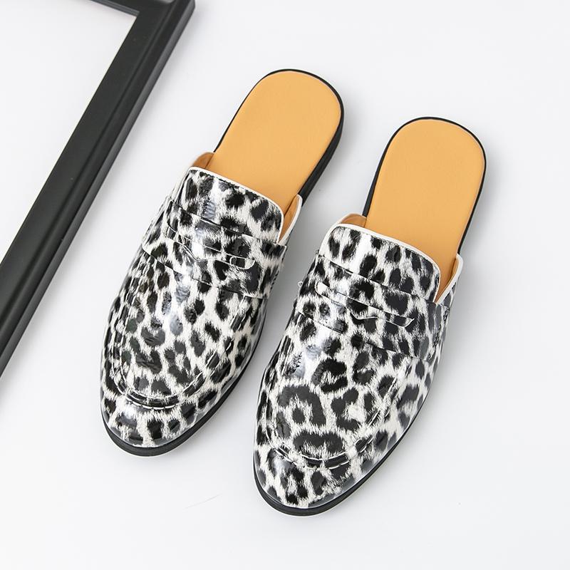 Fashion Stylish Personality Men's Muller Shoes Loafers Classic Casual Leather Shoes Comfort Slip-on Slippers Street Style Male Half Drag