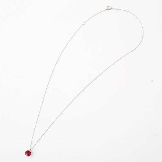Walk Platinum Necklace with Natural Ruby 1 Carat Authenticity Card Pt850 Screw Chain [Jewelry Shinsaibashi] Pendant, Included,