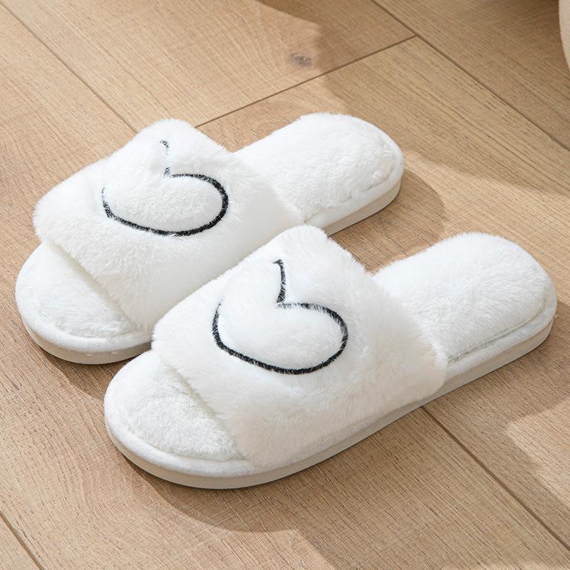 Fashion Fluffy Women's Slippers Home Plush Luxury Designer Woman Shoes Flat Autumn Winter Love Fashion Casual Footwear Fuzzy Fur Slides