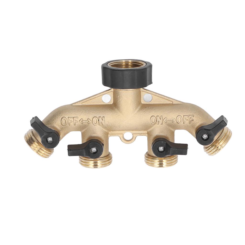 3 4in Hose Faucet Manifold Splitter 4 Way Brass Pipe Split Connector Garden Hose DistributorUS Standard