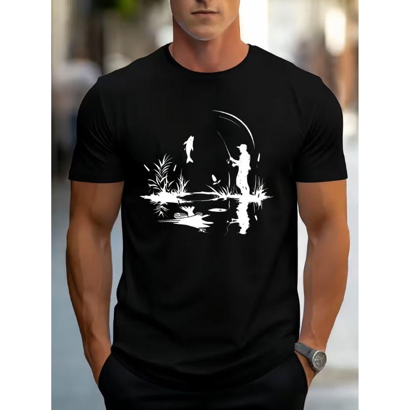 

Men s & Quick-Dry Breathable Wrinkle-Resistant Fishing T-Shirt - Suitable for Outdoor Camping,Fishing Gear with Print, Casual Wear & Activities 4XL чорний