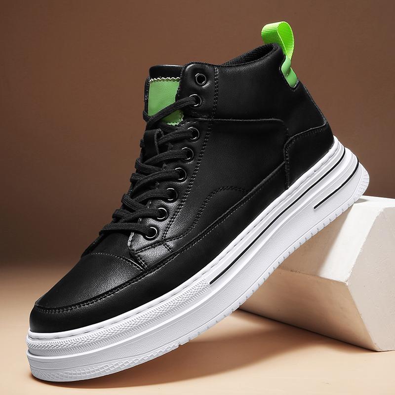 

Модные мужские кожаные повседневные туфли на шнуровке весна-осень модные высокие высококачественные дышащие модные мужские черные кожаные туфли 43 чёрный