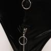Womens Patent Leather Briefs O-Ring Zipper Crotch Low Waist Stage Costume
