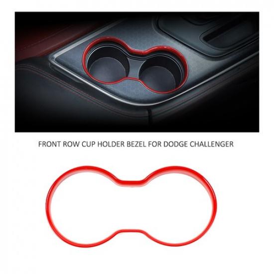 Red Front Gear Cup Holder Frame Trim Cover For Dodge Challenger 15+ Accessories