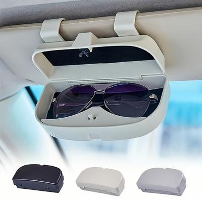 Car Glasses Holder - Universal Fit, Multi-Functional ABS Resin Storage Box with One-Handed Pop-Up, Card Slot for Vehicle