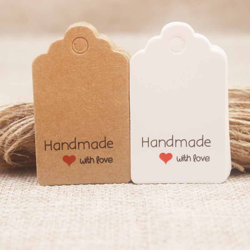 5x3cm DIY Made with love wedding tag card scallop heart shape valentines days gift /crafts/bakery /candy tag label 100opc/lot