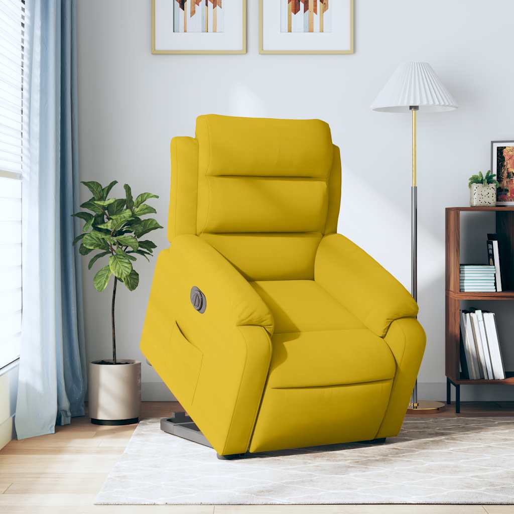 Recliner Chair with Lift Assist Electric Yellow Velvet