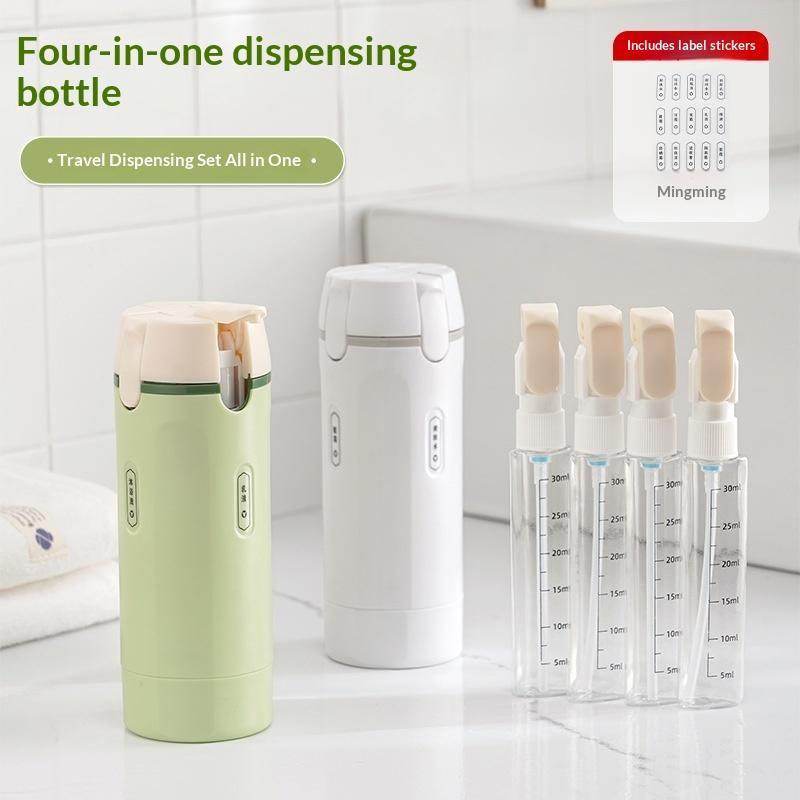 Set di 4 Bottiglie Dispenser da Viaggio Portatili 4 in 1 a Prova di Perdita Contenitori Vuoti Ricaricabili per Shampoo Profumo Palestra Breve Viaggio