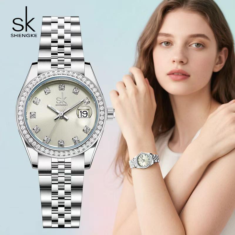 Elegant Women's Waterproof Zircon Quartz Watch - Luxury Style for Students