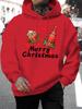Autumn/Winter Men's Loose-fitting Hoodie with Santa Claus Print, Fleece Sweatshirt for Teenagers, Street Style Casual Top