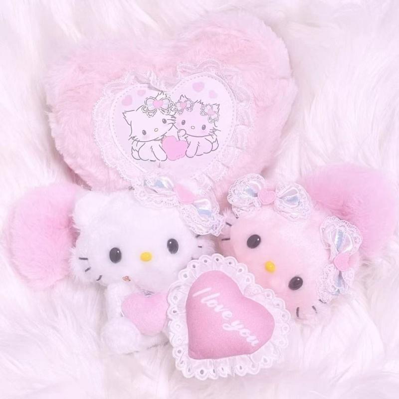 NEW 50th Hello Kitty Sweet bow Charmmy Kitty Stuffed Plush Doll pendant Cartoon Kitty Plush toy heart kitten bag charm