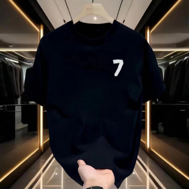 Cross-Border Exclusive Supply Of Good Goods 100% Cotton Trendy Versatile Men'S Crew Neck T-Shirt Trendy Brand Printed Short-Sleeved T-Shirt