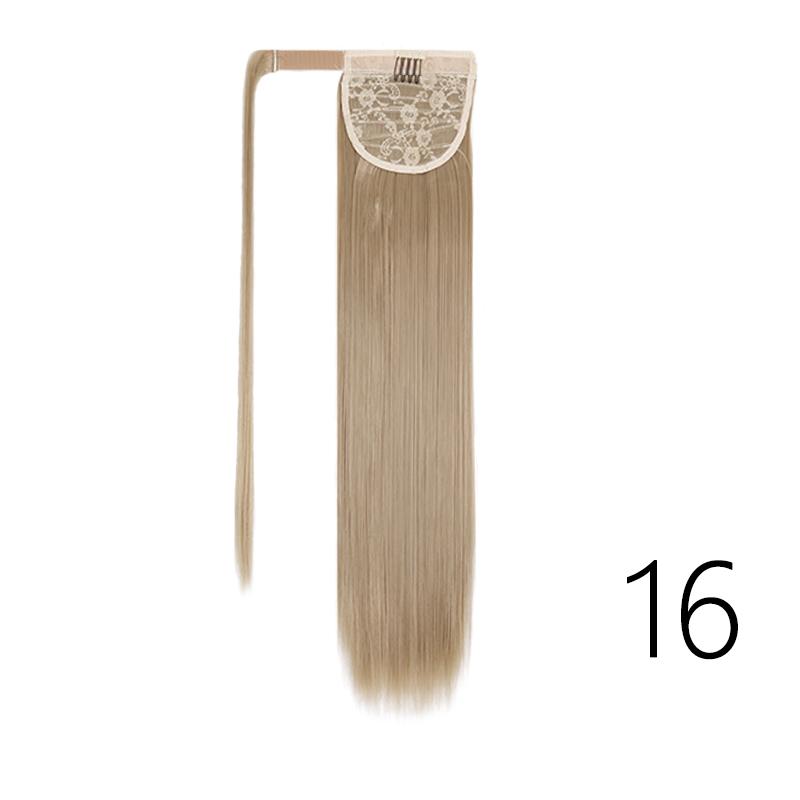 MERISIHAIR Women Long Straight Ponytail Wig Black Brown Synthetic High Temperature Fiber Ponytail Hair Extensions Daily Use