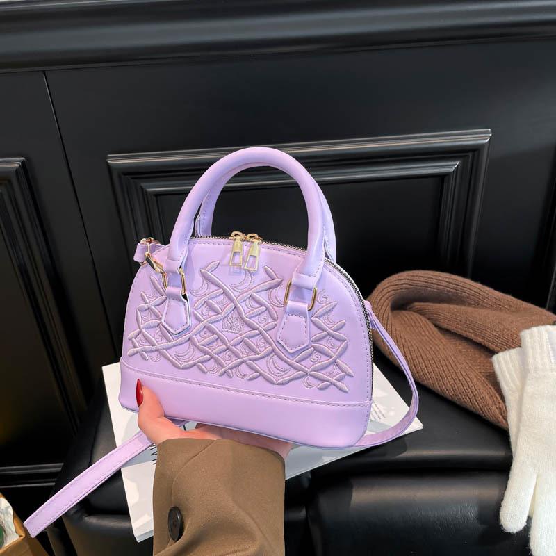 Women's New Popular Shell Bag High-end Embroidered Handbag Diamond Check Niche One-shoulder Crossbody Bag