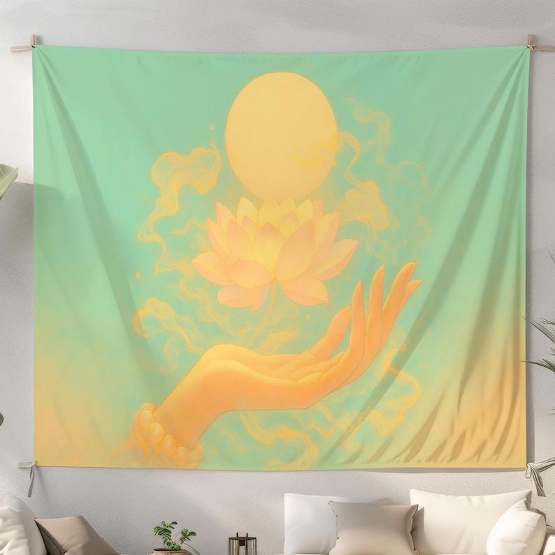 Golden Lotus tapestry 75x100 чёрный