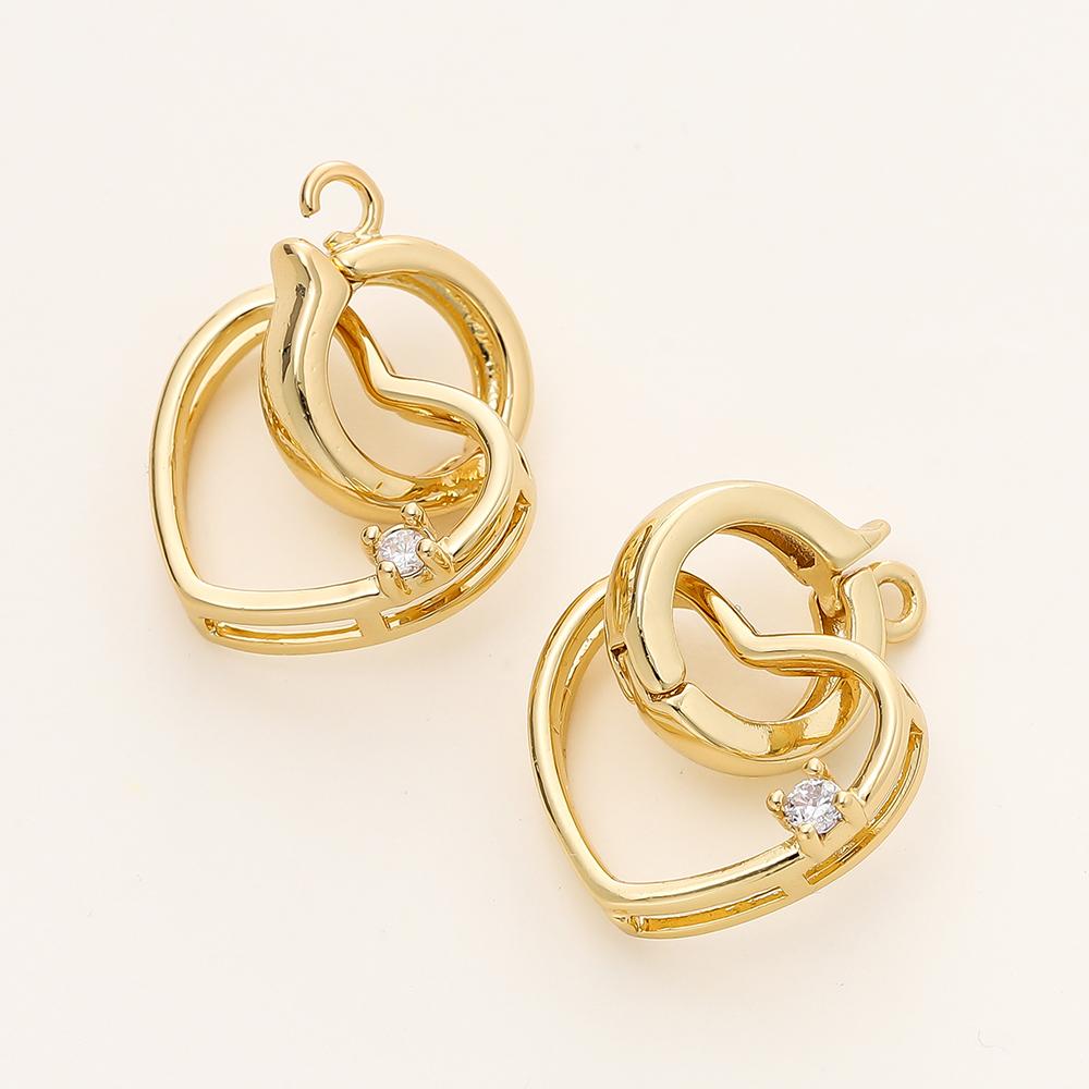 2/4pcs 14/18K Gold Color Plated Heart Bowknot Fasteners Closure Lock Connector Clasps For DIY Needlework Pearls Jewelry Making