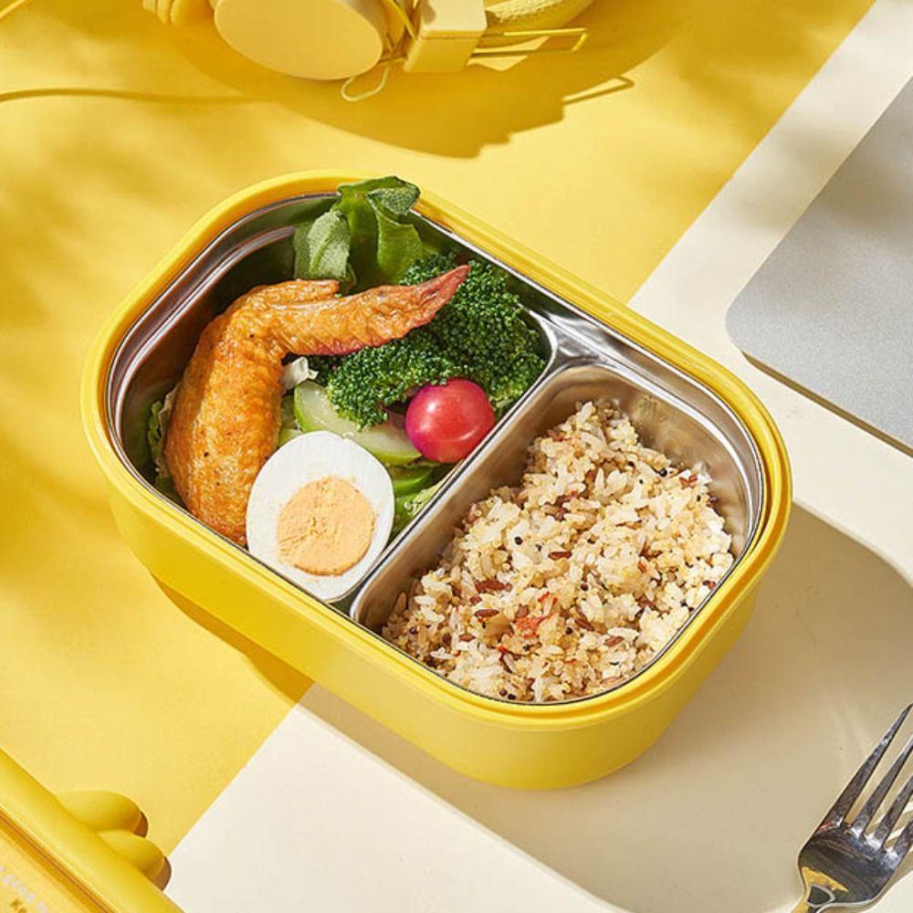 Stainless Steel Lunch Container 2 Compartments Food Storage Box Heatable Duckling Lunch Box  Girls