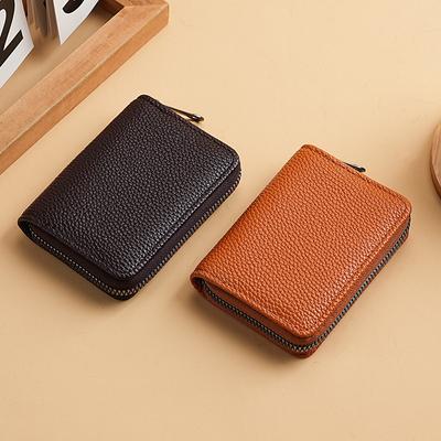 PU Leather Accordion Card Holder Zipper Wallet Large Capacity Credit Card Case ID Card Organizer Coin Purse for Men Women