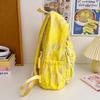 Autumn New Simple Lightweight Student Backpack Junior/high School Girl Schoolbag Cute Sweet Embroidery Striped Travel Book Bags with Cartoon Pendant