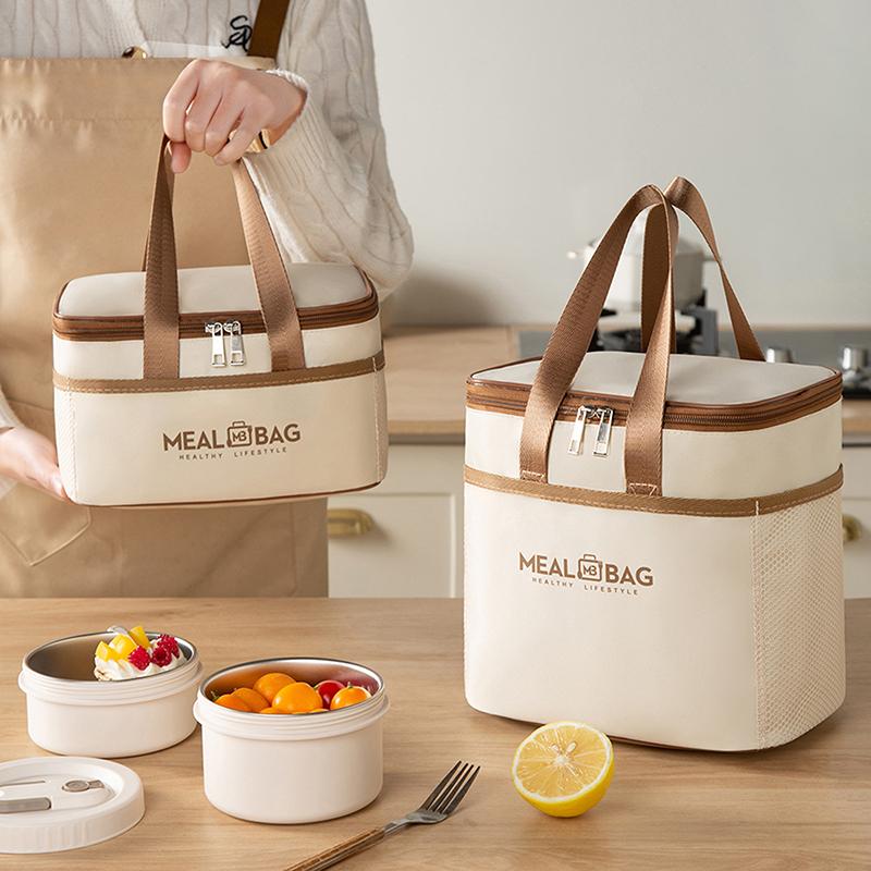 Insulated Lunch Bag Large Capacity Thermal Tote With Oxford Fabric And Aluminum Foil Leakproof Cooler For Picnic Office Travel