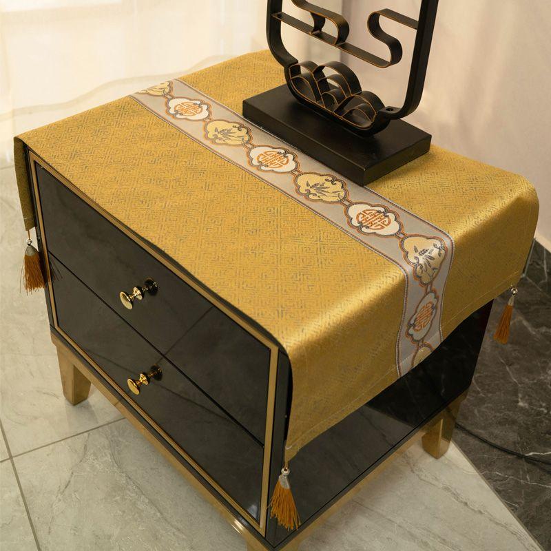 

Golden Bedside Table Cover Cloth New Chinese Style Affordable Luxury Style Small Tablecloth Universal Cover Towel Safe Cloth Refrigerator Dust Cover Gold 40*80cm