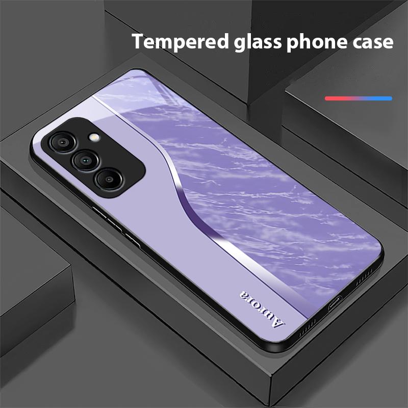 Fialový vzor vody Pro Samsung Galaxy A15 5G 54 4G 51 50 24 35 90 71 12 51 53 52S 80 22 34 Černý tvrzený skleněný kryt na telefon