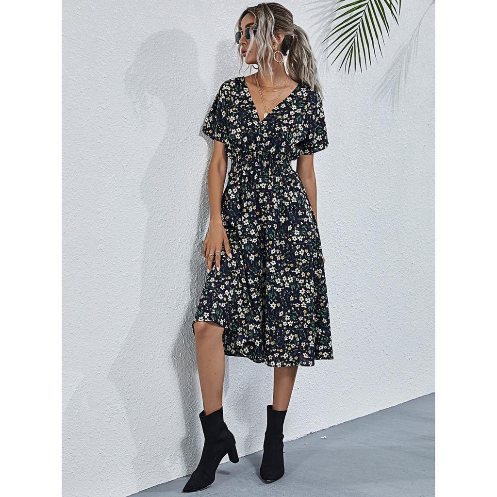2025 New Fashion Trend Dresses Spring Summer Printed Waist Dresses Fashion Women's
