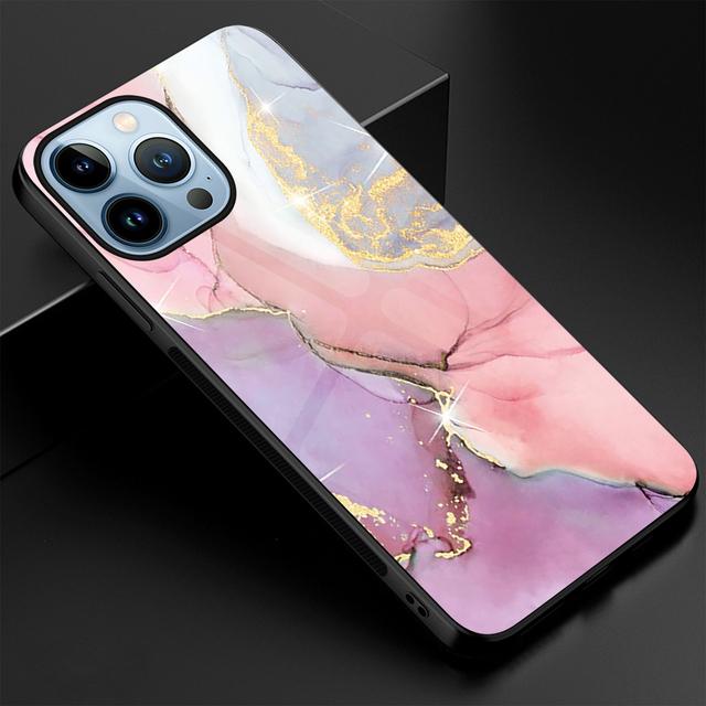 Farbe Marmor Kunst Mode Fall Für Iphone 14 13 11 12 Pro Max Mini Xs Xr X 7 8 6 s Plus Se 2022 Gehärtetes Glas Zurück Abdeckung Capas