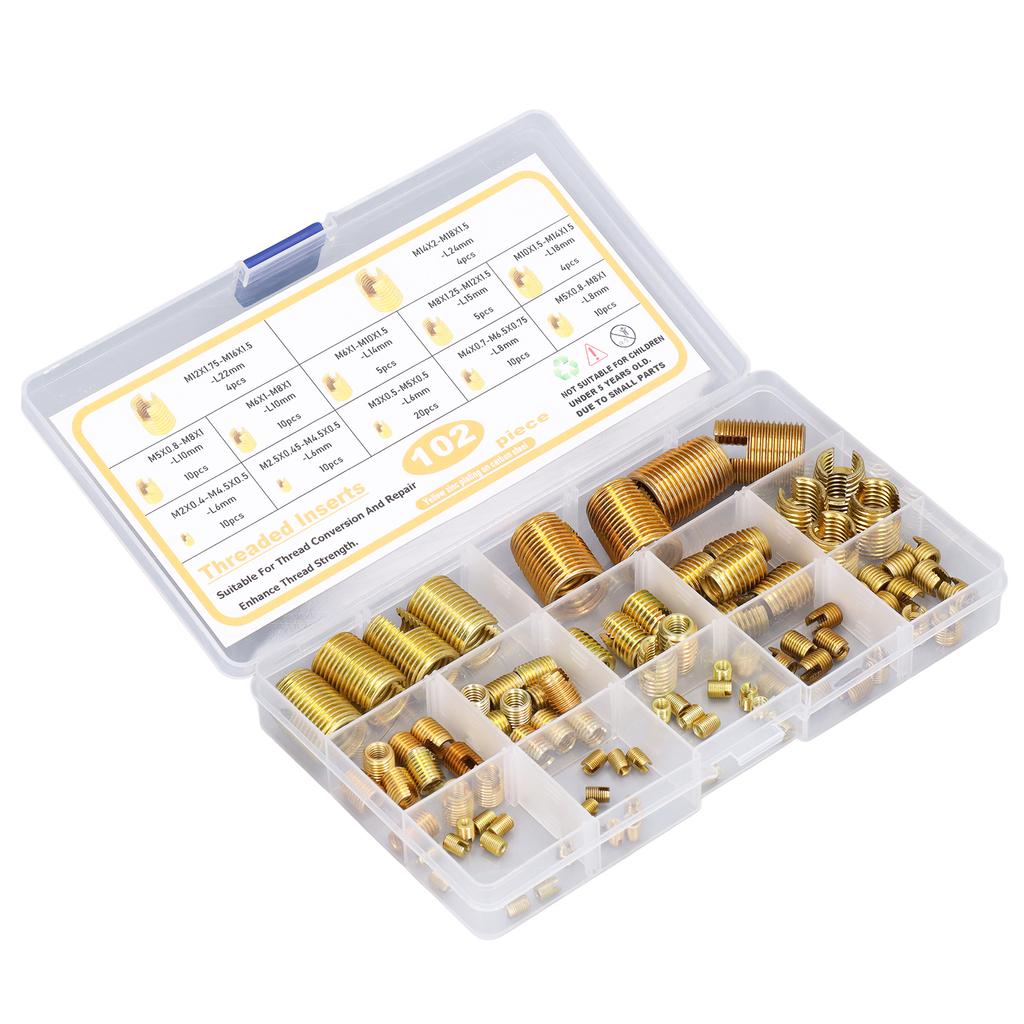 102 ks samosvorných závitových vložek M2?M14 Rychlořezná ocelová Zesílený Opravný nástroj