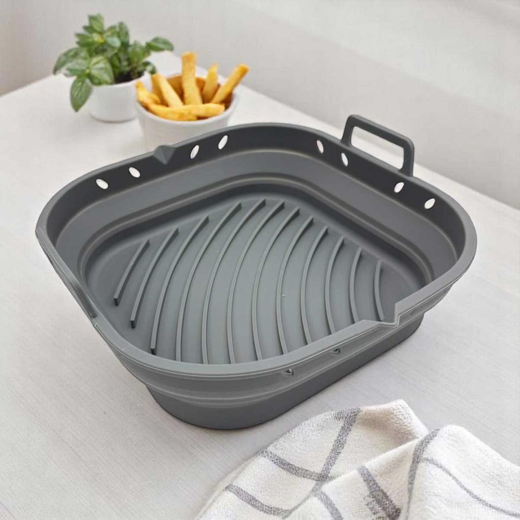 SILICONE INSERT FOR FRYER, SQUARE, FOLDABLE, 22 x 22 cm