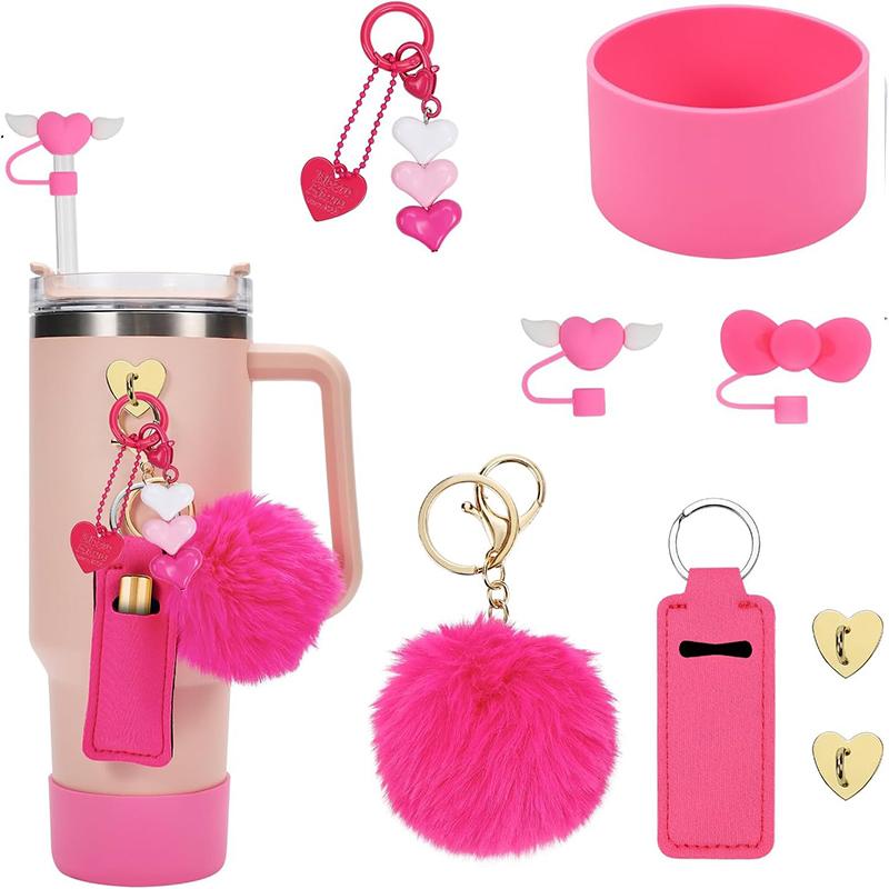 Stanley Cup Accessories Set, Including Lipstick Holder, Silicone Stanley Cup Boot, 2 X Silicone Straw Cover, 2 X Charms