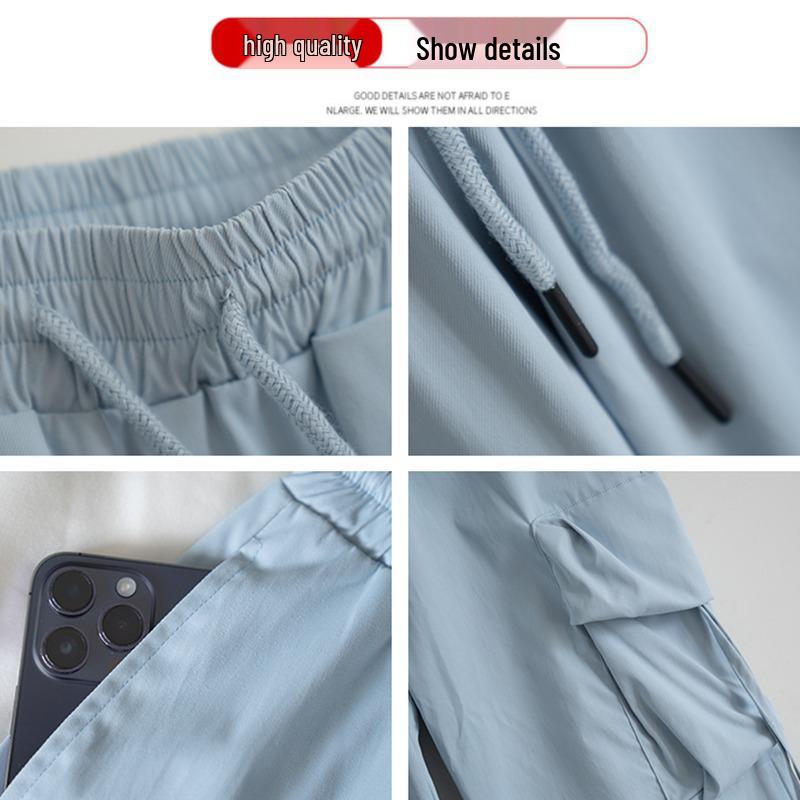 Men's Retro High Waist Cargo Pants - Loose, Versatile, Straight, Slimming Wide-Leg Floor-Length Trousers.