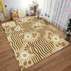 Floral Pattern Carpet with Daisy Design and Beige Background, Home Decor Suitable for use as an anti-slip for living room bedroom sofas