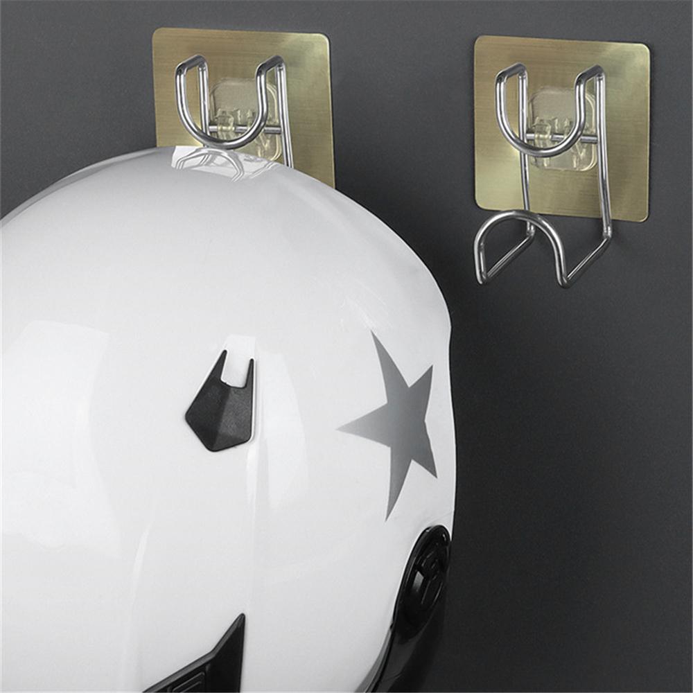 

New 3PCS Thickened Stainless Steel Motorcycle Helmet Holder Hook Wall Mount Hanger