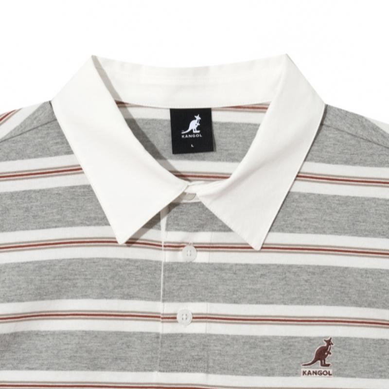 Kangol MulTi STripe Rugby T shirT Melange Grey 2818