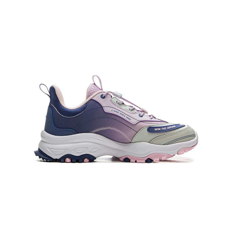 Li Ning Kids Synthetic Leather Comfortable Fashion Non-Slip Wear-Resistant Lightweight Shock Absorbing Low-Top Casual Shoes Kids Sneaker YKCU192-14