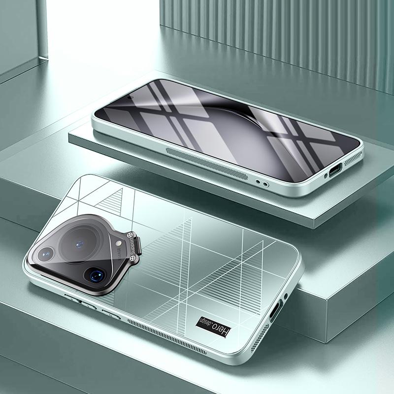 

For Huawei Pura 70 Ultra Case Glass Lens Guard Kickstand TPU+PC Phone Back Cover Cyan