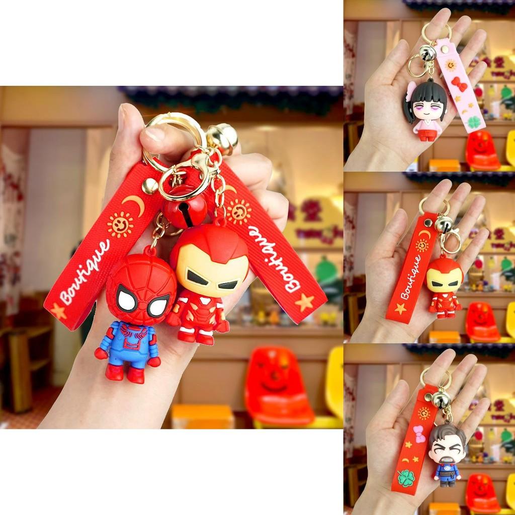Adorable Marvel Cartoon Spiderman Couple Keychain Rubber Key Accessories