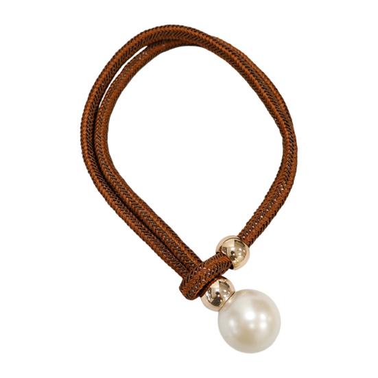 1Pc Faux Pearl Curtain Tieback, Woven Rope Adjustable Curtain Holder, Stylish Bead End Draperies Holder for Living Room Bedroom Bathroom Dormitory