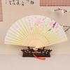 Vintage Printed Silk Folding Hand Fan Tassel Chinese Bamboo Fans Women Dance Performance Props Home Decoration Ornaments