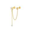 Stainless Steel Star Chain Tassel Drop Earrings 18K Gold Plated Double Studs Zircon Butterfly Piercing Earring Fashion Jewelry