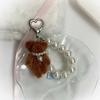 Cute Imitation Pearl Teddy Bear Mobile Phone Chain Hanging Ornament Gift Keychain Handbag Pendant Pendant Women Girls