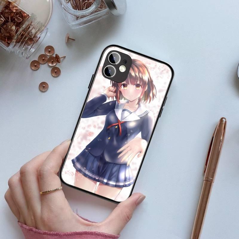 Katou Megumi Saekano Phone Case For IPhone 14 13 12 11 XS X 8 7 6 Plus Mini Pro Max SE 2022 Black PC TPU Glass Phone Cover