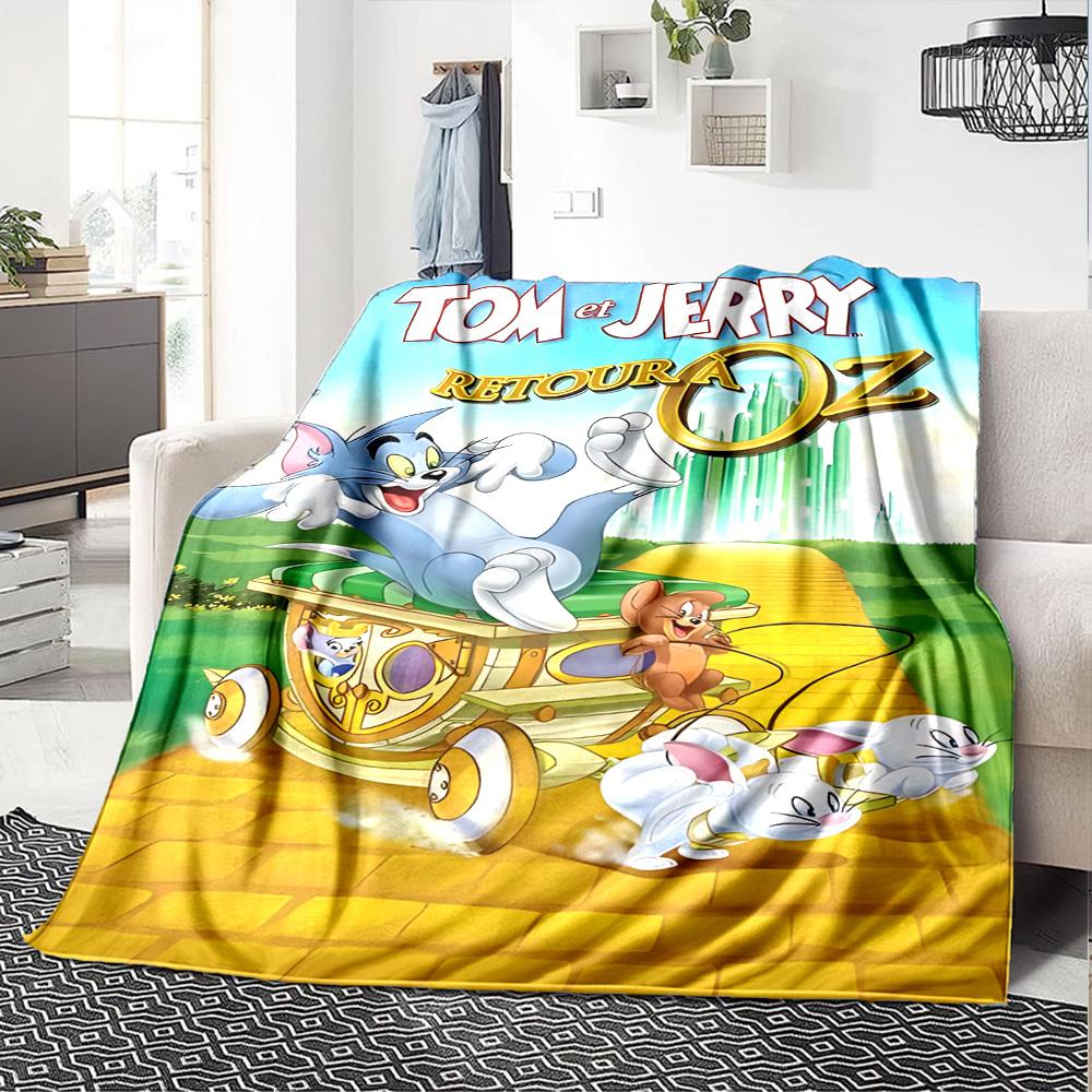 1pc Tom and Jerry Return to Oz Flannel Blanket Soft Warm Throw for Home, Office, Travel, All-Season Cozy Bedding GiftL1228
