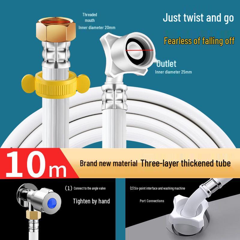 Universal Washing Machine Water Inlet Hose with 4-Point Copper Connector, PVC, for Automatic Pulsator Drums