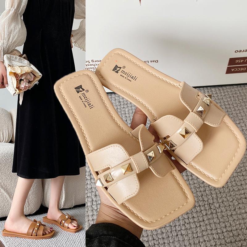 New slippers women's summer fashion versatile mid-heel cool slippers