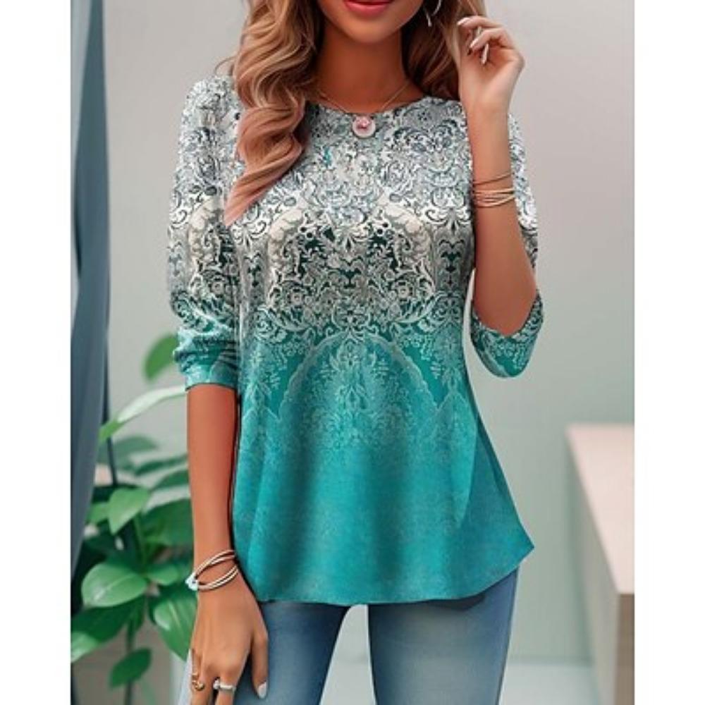 

Женская туника с принтом, повседневная, модная, повседневная, с длинным рукавом, с круглым вырезом, черная, весна-осень 2XL