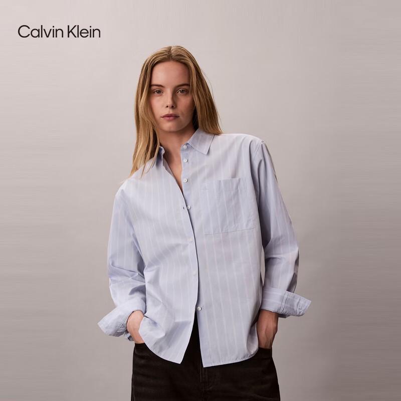 Calvin Klein Jeans Women s Striped Poplin Long-Sleeve Shirt S